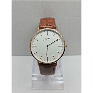 Daniel Wellington Classic 41mm Rose Gold Leather Quartz Watch New Battery Slim